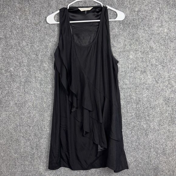 Trina Turk Dress Womens Size 12 black Slik Ruffle  Sleeveless Party - Picture 1 of 7